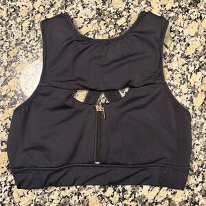 The Chestee Black Sports Bra with Zipper